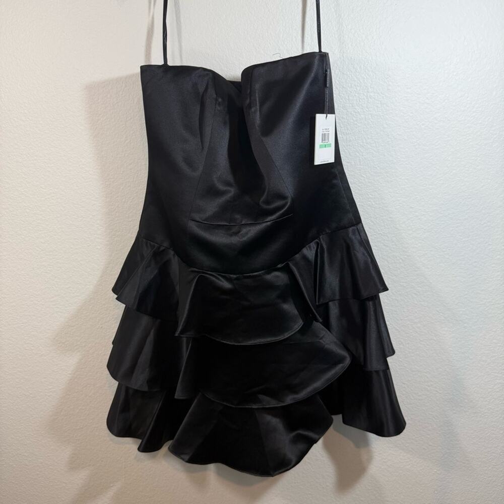 NWT CALVIN KLEIN Black Ruffle Strapless Dress